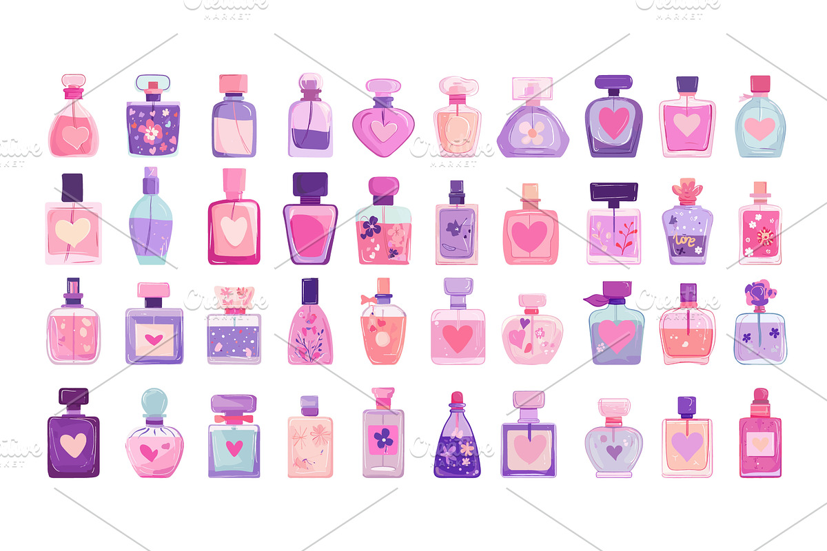 Perfume bottles cartoon vector set, an Object Illustration by Onyx