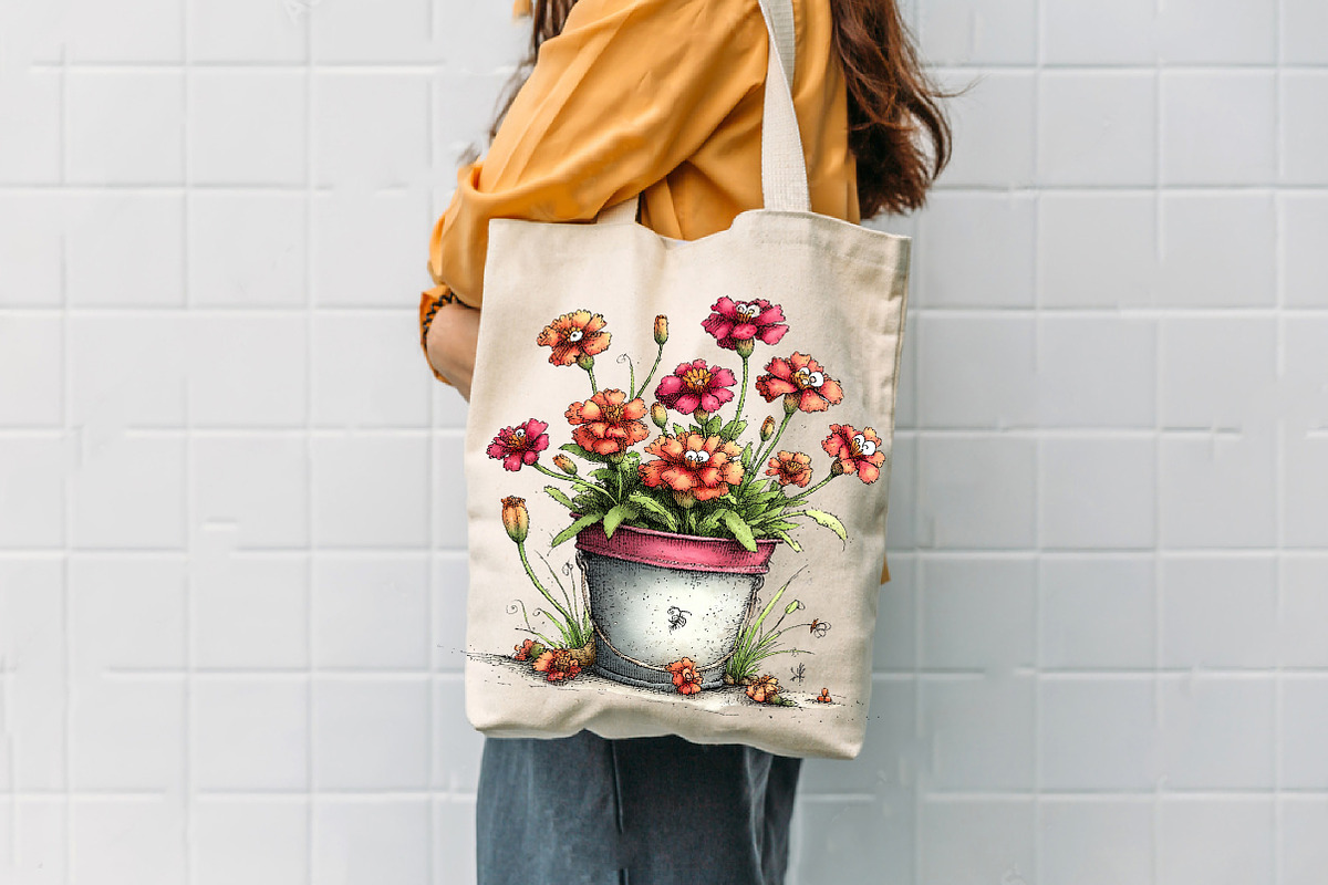 Spring Flower Bucket Sublimation Cli, an Illustration by CreationArt (Photo 2 of 7)
