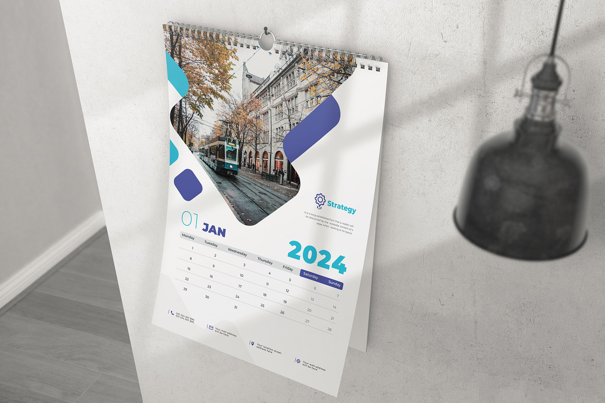 Wall Calendar 2024 Template, a Print Template by Uiparvin (Photo 3 of 3)