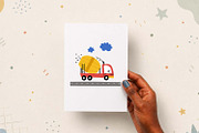 Cute Car Concrete Mixer Poster Print, a Transportation Illustration by Irina Ostapenko (Thumbnail 3 of 4)
