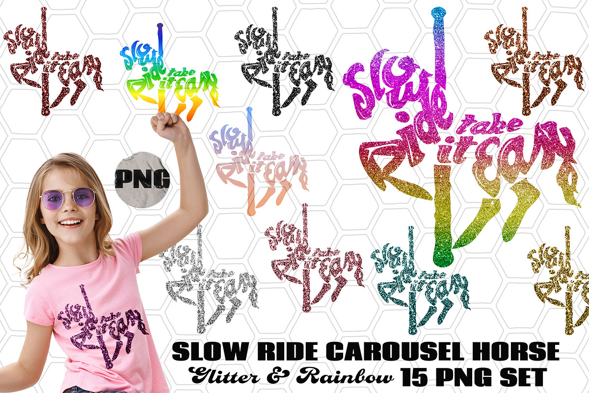 Rainbow & Glitter Carousel Horse PNG, an Illustration by AlexandHer Digital Art (Photo 1 of 8)