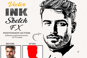 Vector Ink Sketch FX Photoshop, an Action Add-On by Studio Retouch