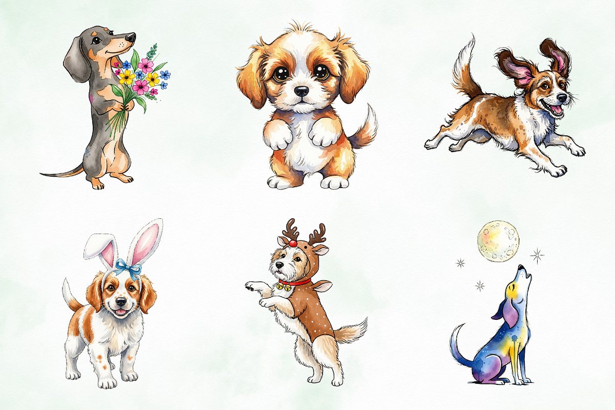 Quirky Dogs Sublimation Clipart, an Illustration by Creative Art (Photo 10 of 10)