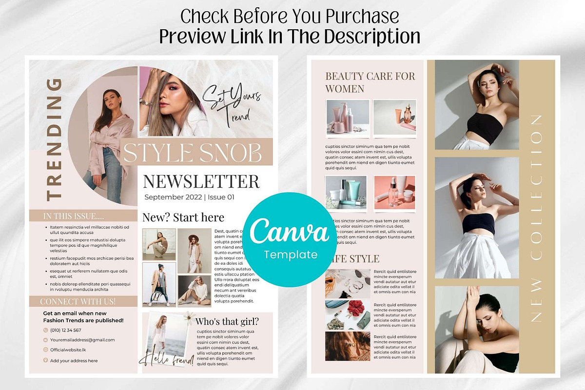 Canva Newsletter Template Fashion, an Email Template by PixelCraft (Photo 2 of 15)
