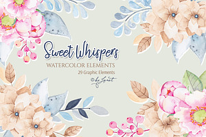 Sweet Whispers - watercolor elements