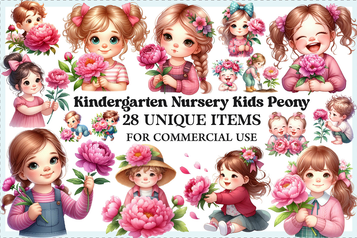 Kindergarten Nursery Kids Peony PNG, an Illustration by Craft Nest (Photo 1 of 5)
