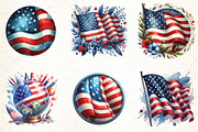 American Flag Watercolor Clipart Bun, an Illustration by DreamCafeArt (Thumbnail 2 of 3)