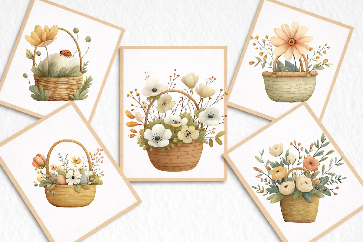 Watercolor Spring Flower Basket, an Illustration by DreamArtGraphic (Photo 7 of 8)