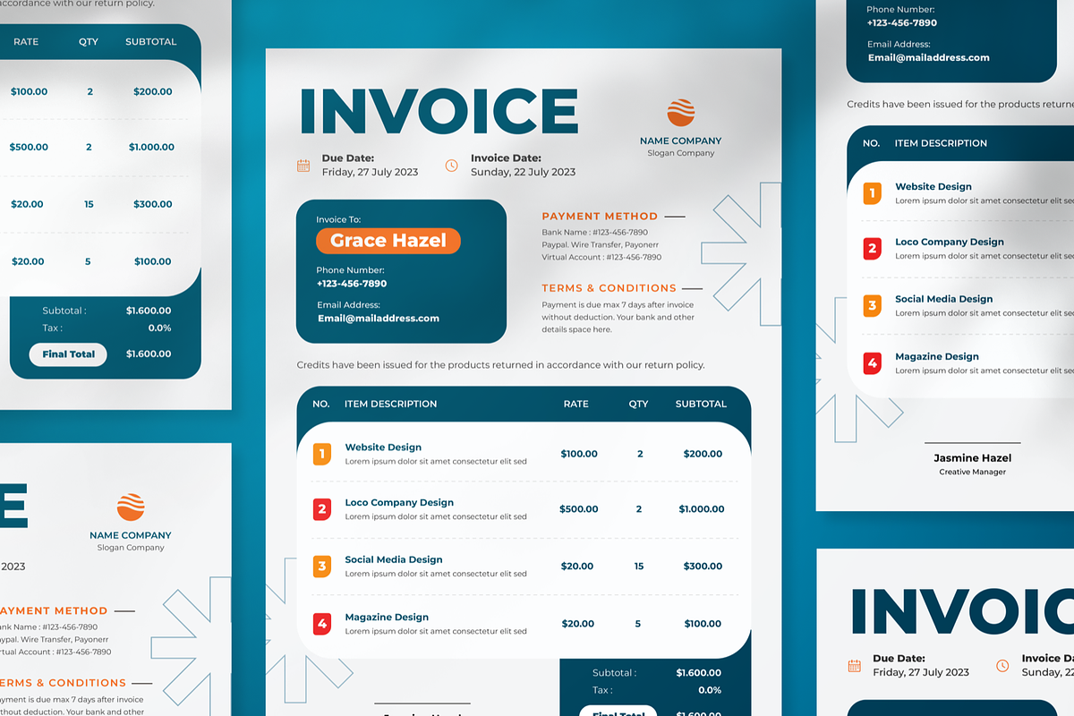 Blazy Modern Invoice, a Print Template by SquidPixey (Photo 3 of 6)