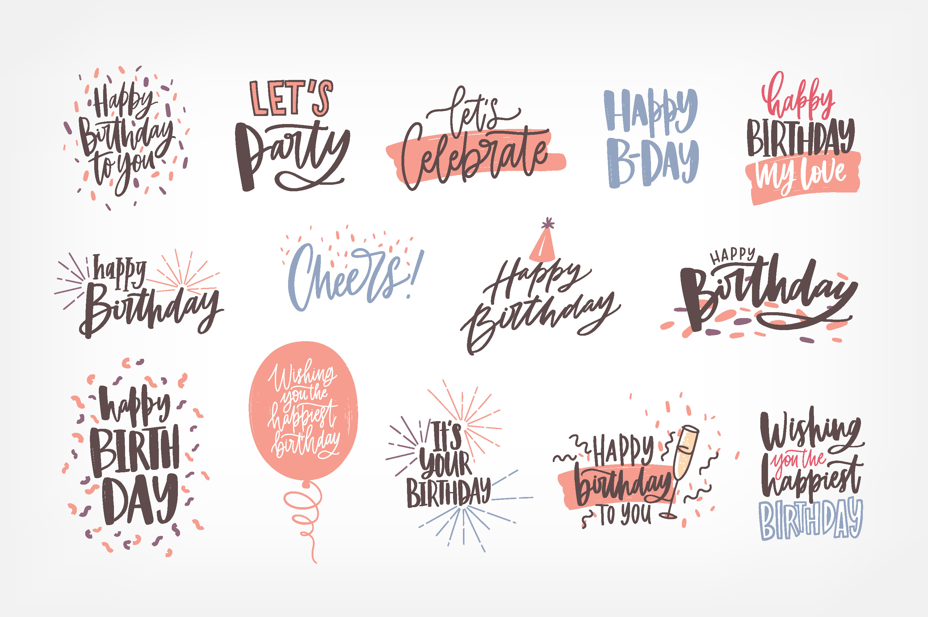 Happy Birthday lettering set, an Animal Illustration by Good Studio