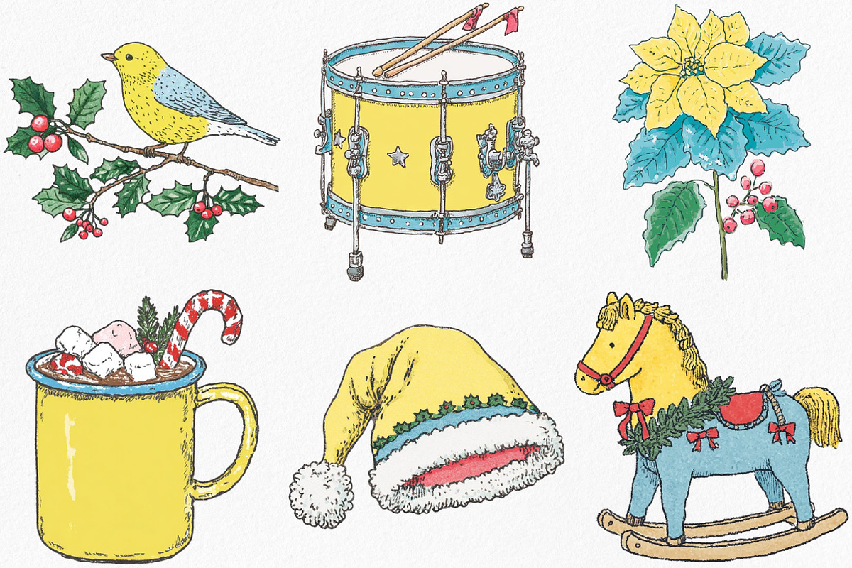 Cute Yellow Christmas Clipart, an Illustration by Canvas Craft (Photo 2 of 8)