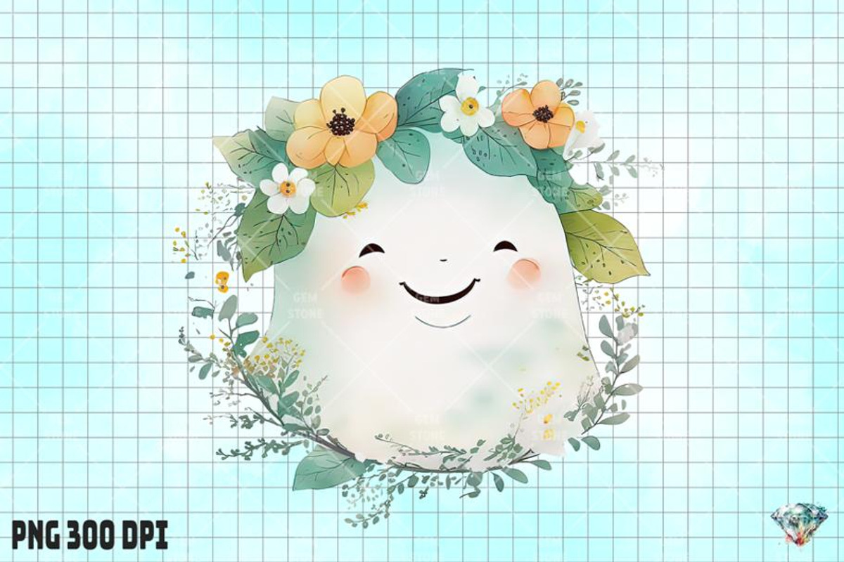 Watercolor Flower Baby Ghost, an Illustration by Gemstone (Photo 4 of 6)