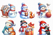 Christmas Snowman with Cats PNG, an Illustration by Craft Nest (Thumbnail 5 of 6)