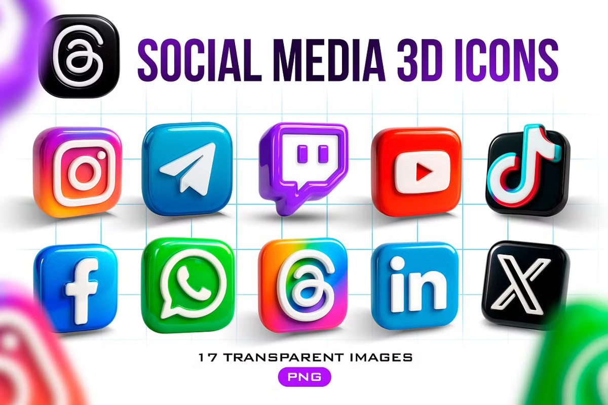 Social Media 3D Icons, an Icon by iHemalaya (Photo 2 of 2)