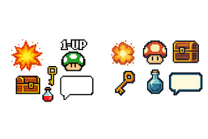 Pixel art collection featuring power, an Illustration by ZinetroN
