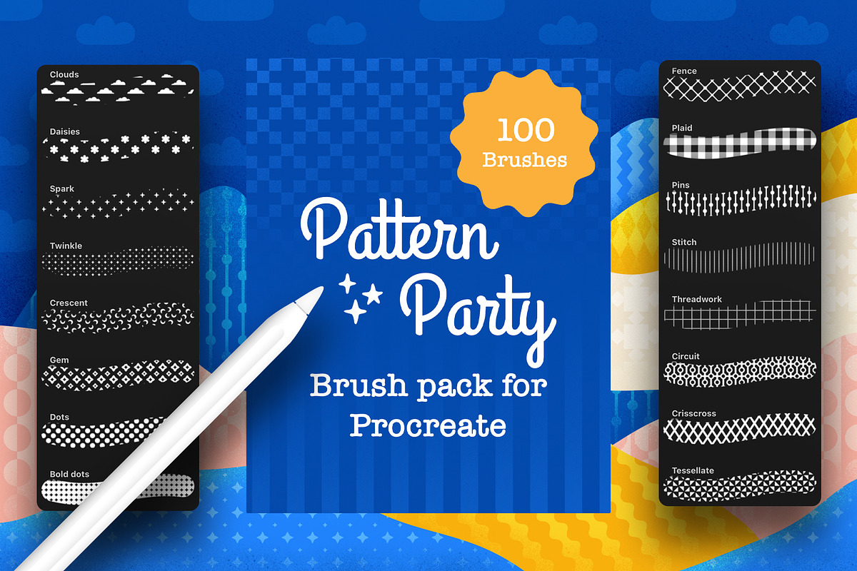 GEOMETRIC PATTERN BRUSHES PROCREATE, a Brush Add-On by seamless team (Photo 1 of 6)
