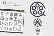 Media Line Icons Set, an Outline Icon by Voysla's Shop (Thumbnail 3 of 4)