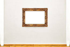 Golden empty painting frame on wall, an Arts & Entertainment Photo by BOOCYS