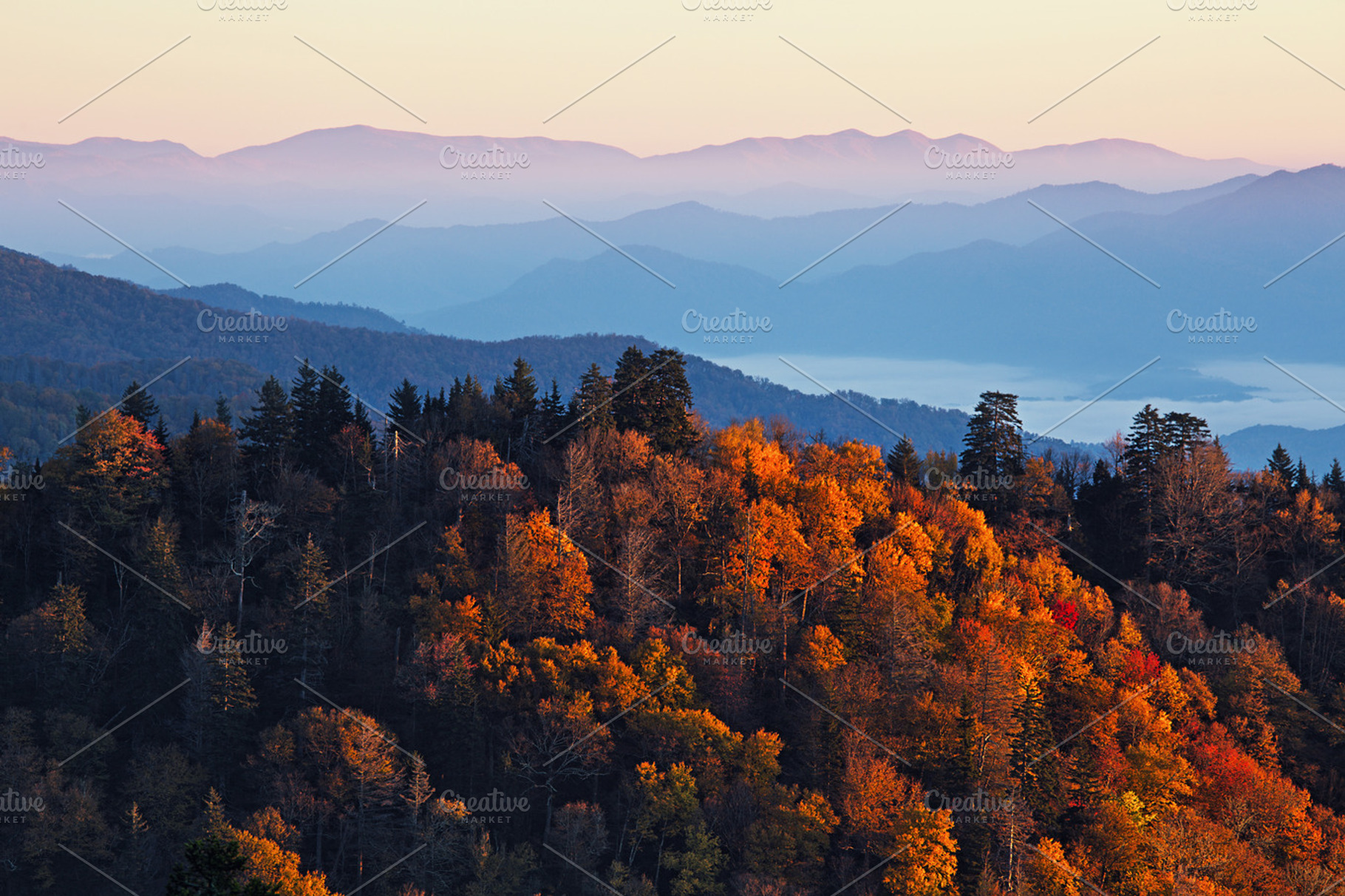 Smoky mountains featuring appalachian, autumn, and blue, a Nature Photo by khoroshkov