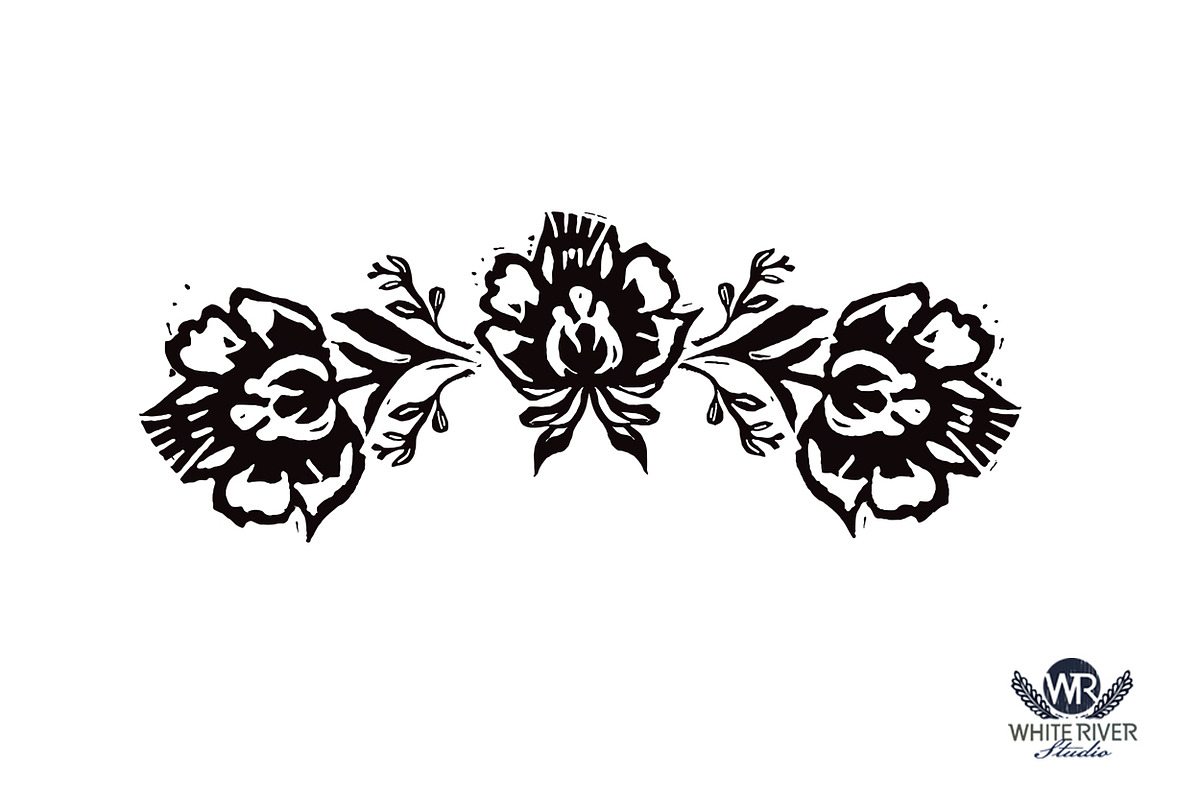 Floral Flourish Linocuts, an Illustration by WhiteRiverStudio (Photo 6 of 10)