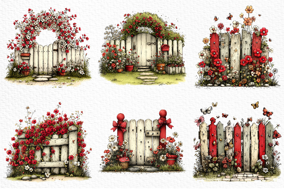 Whimsical Spring Fence Clipart, an Illustration by Craft Nest (Photo 5 of 12)