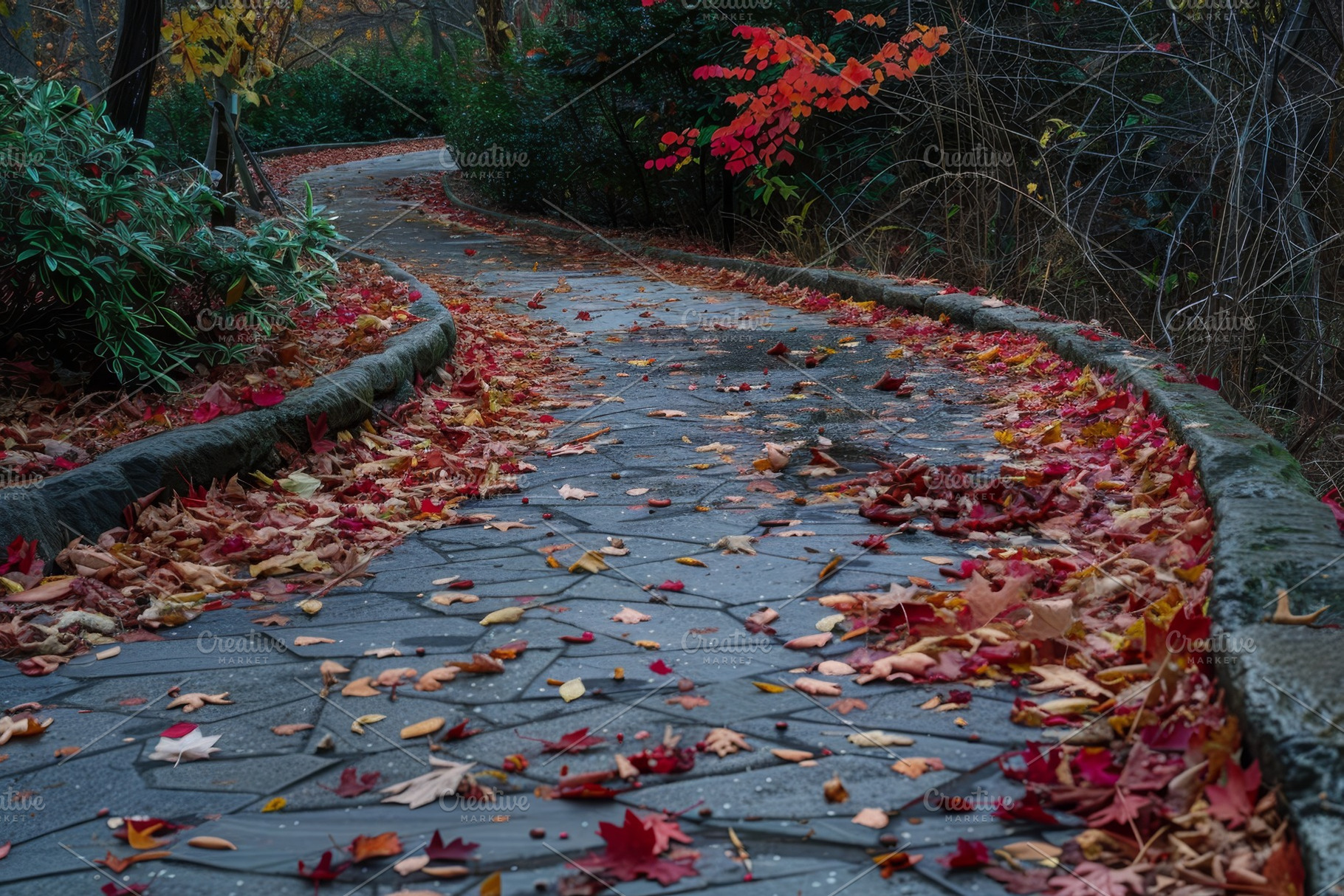 A stone path winding through with sc, a Photo by Iftikhar Alam