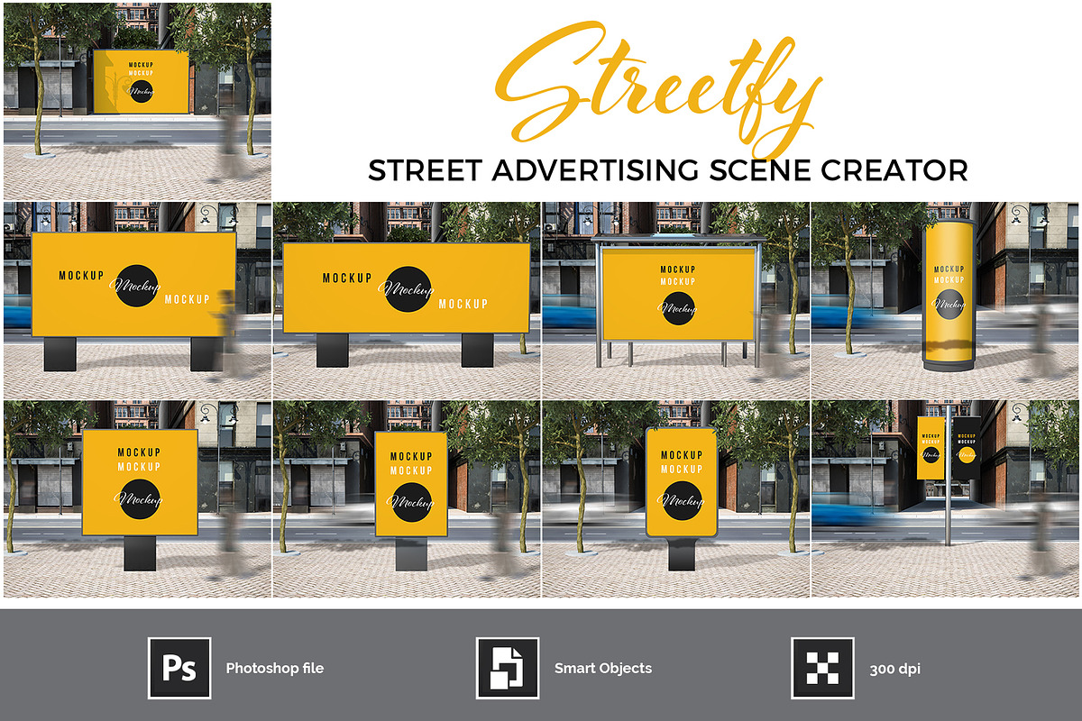 Street Advertising Scene Creator, an Advertising Mockup by McLittle Stock (Photo 1 of 4)