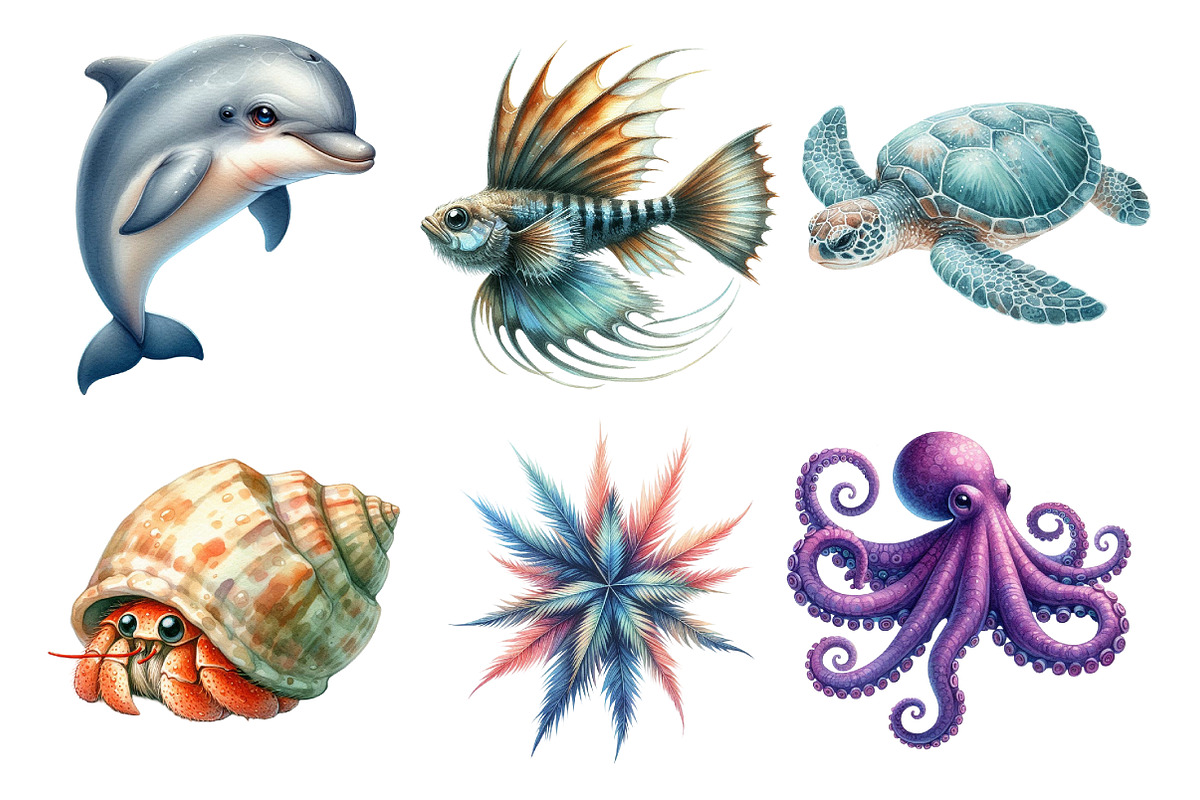 Ocean-Themed Animals Clipart Bundle, an Illustration by Daily.Designs (Photo 5 of 5)