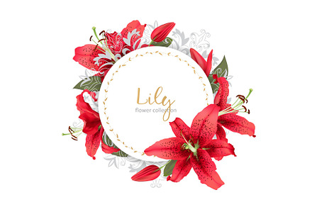 Wedding invitation with lily flowers