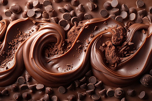 Rich and smooth chocolate swirls intertwined with dark chocolate, a Food & Drink Photo by ImageMir