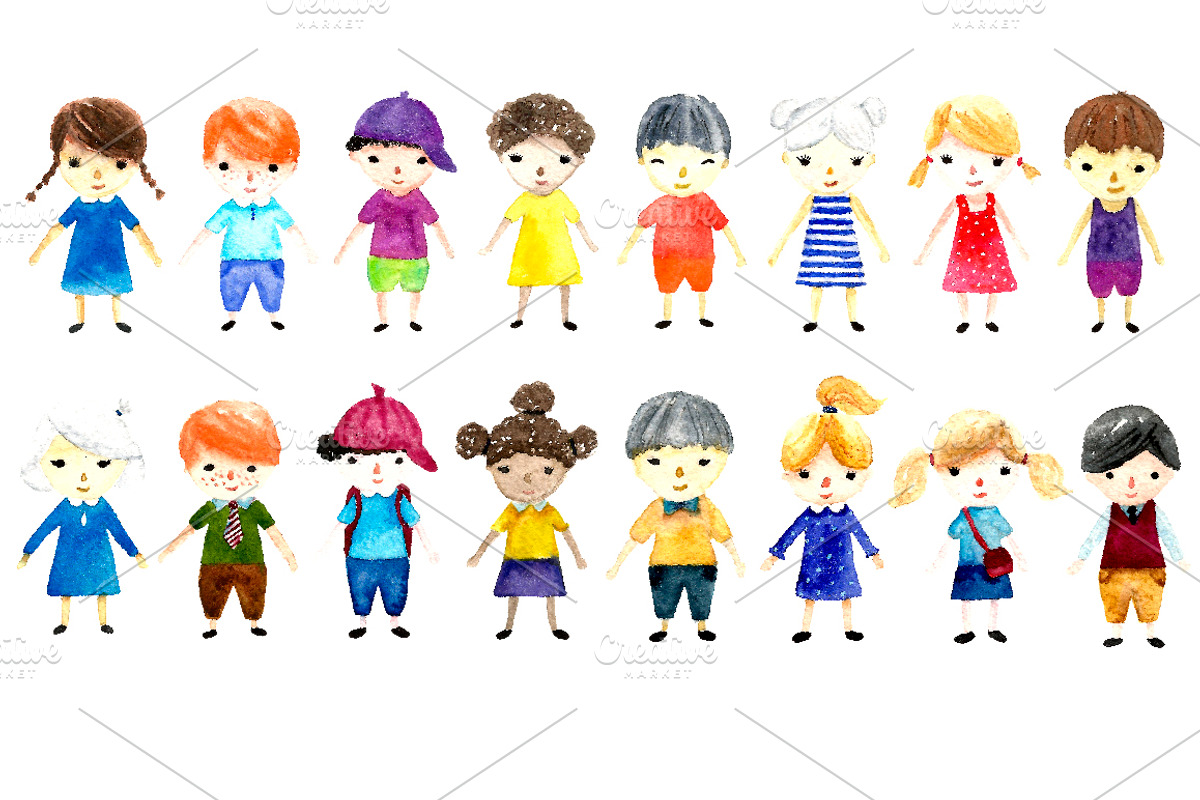 Watercolor children, an Education Illustration by Vikeriya (Photo 2 of 3)