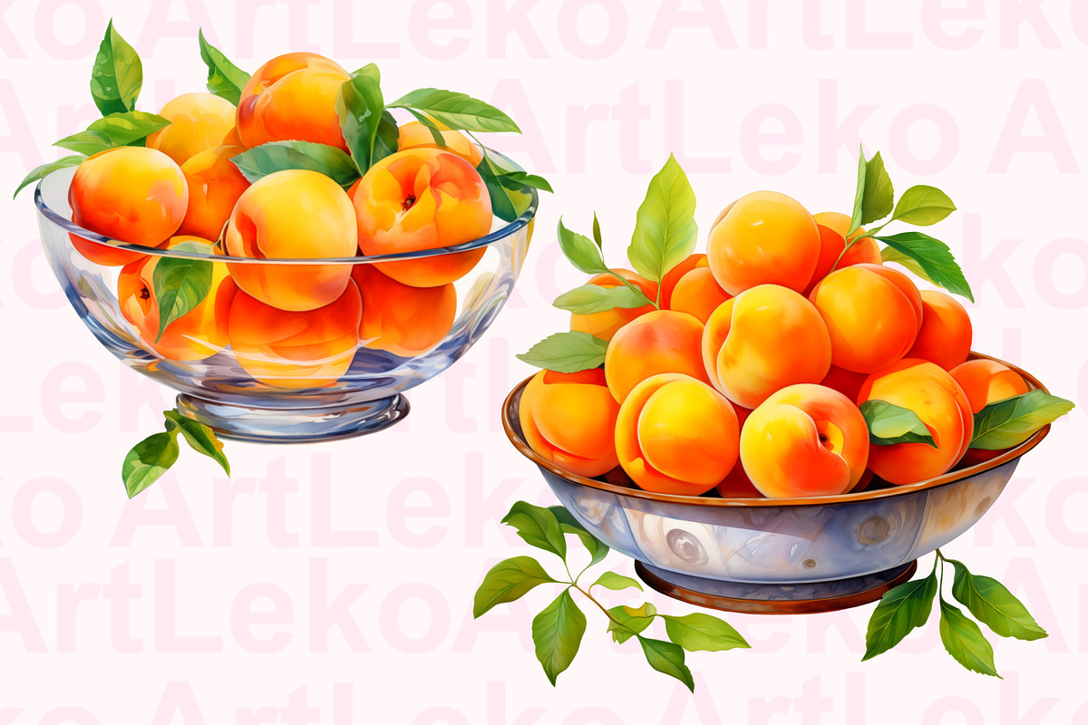 Apricots Watercolor Clipart, a Food Illustration by LekoArt (Photo 9 of 10)