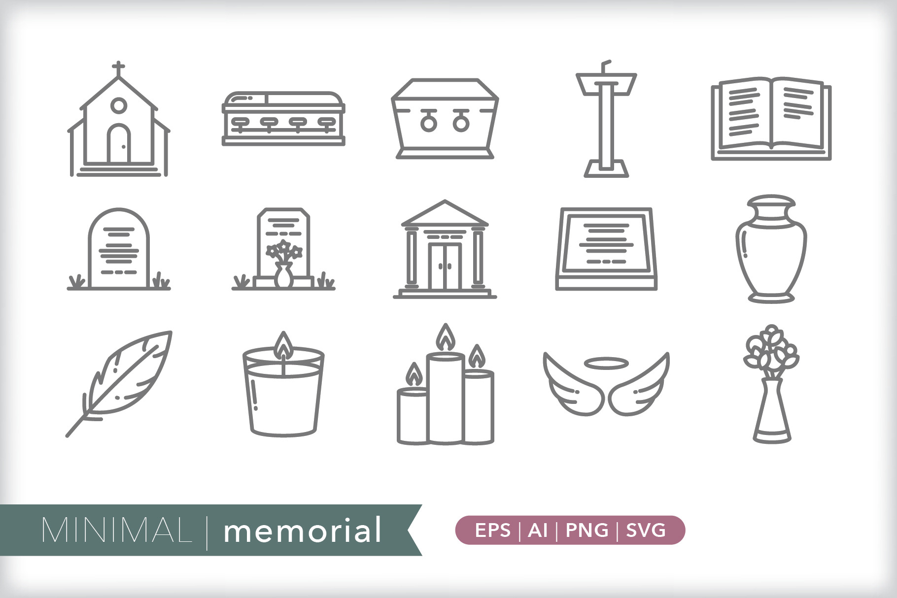 Minimal memorial icons, an Outline Icon by Picture Window