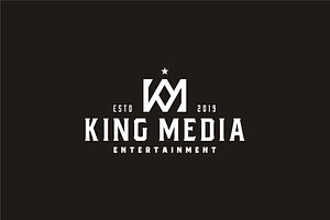 Vintage King Crown Letter KM MK Logo