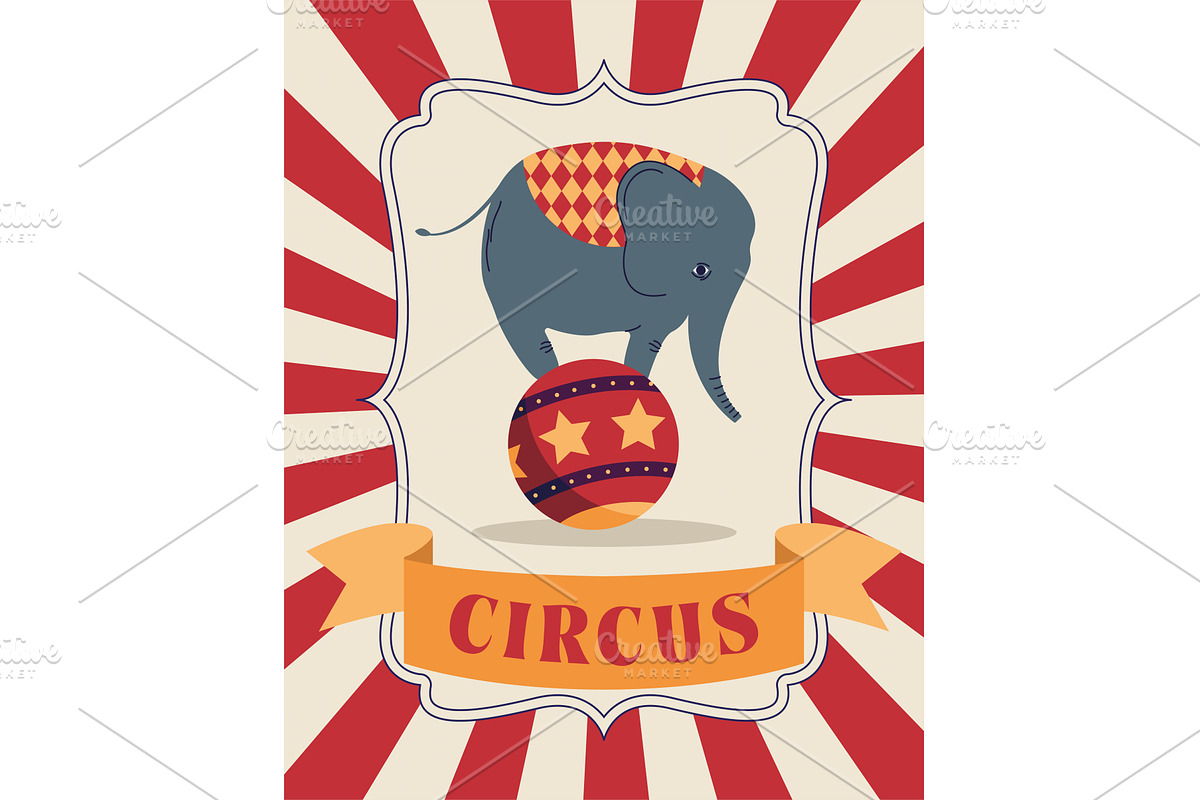 circus elephant poster, an Object Illustration by studiogstock