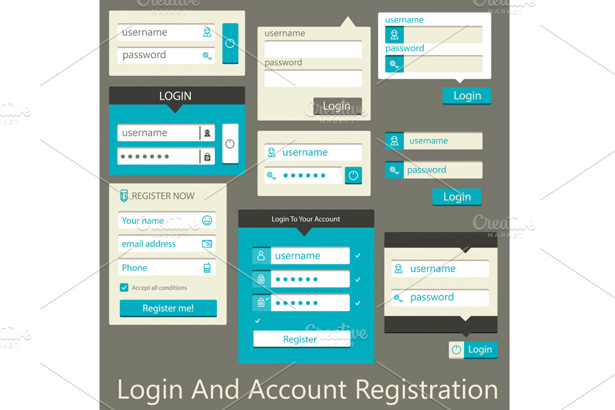Login And Account Registration, an UI Kit Template by Sabelskaya