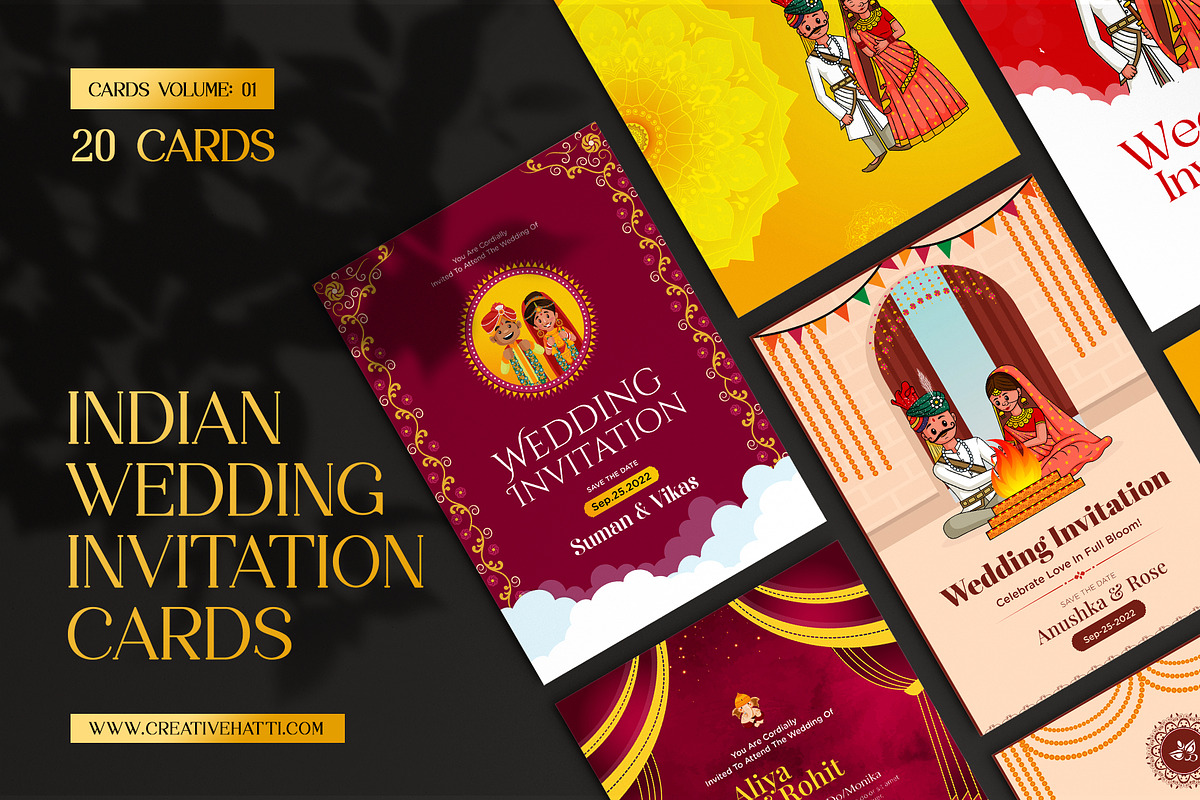 Indian Wedding Invitation Cards, an Invitation Template by Creative Hatti (Photo 1 of 6)