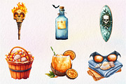 Halloween on Beach Clipart Bundle, an Illustration by CreationArt (Thumbnail 3 of 9)