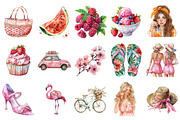 Watercolor Pink Summer ClipArt, an Illustration by Design Market (Thumbnail 3 of 5)