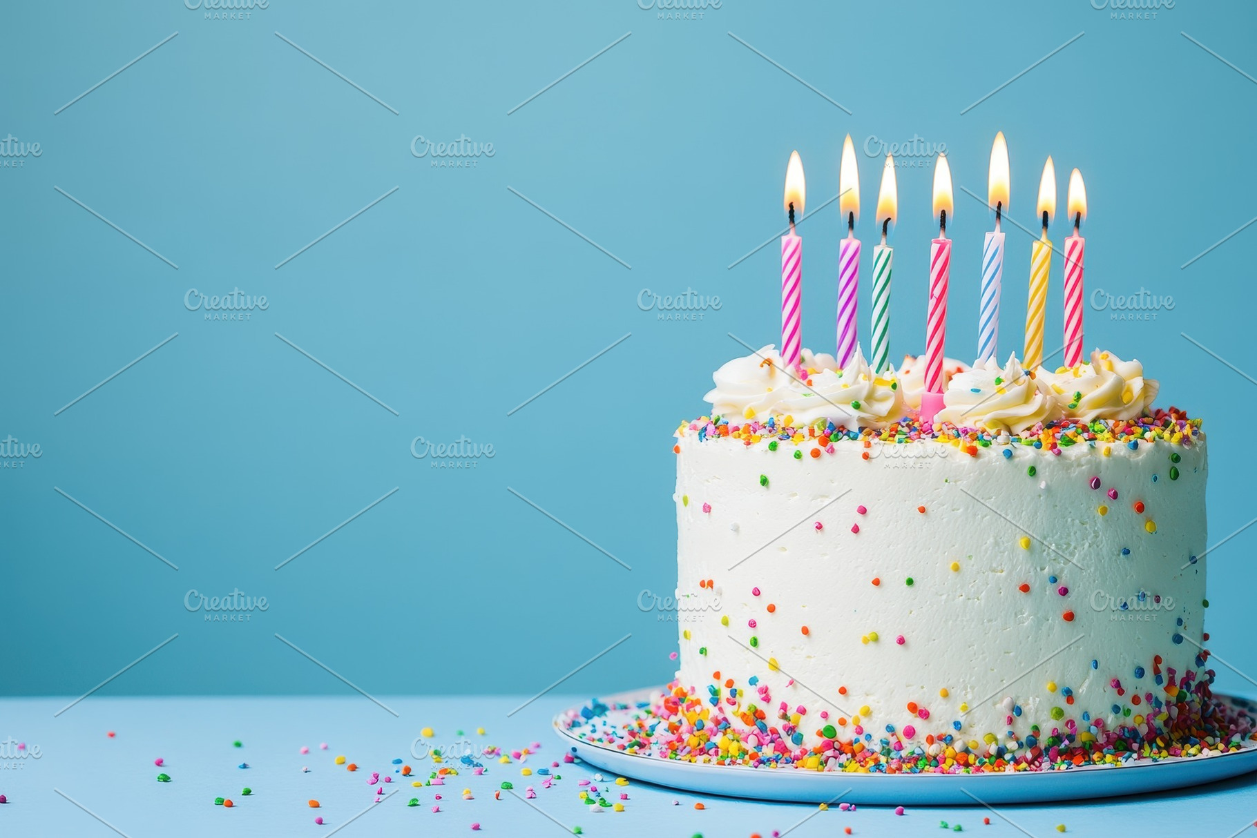 Yummy birthday cake with candles, a Photo by Pavel_design