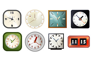 Set of vector realistic clock. Retro, an Object Illustration by Elegant Solution