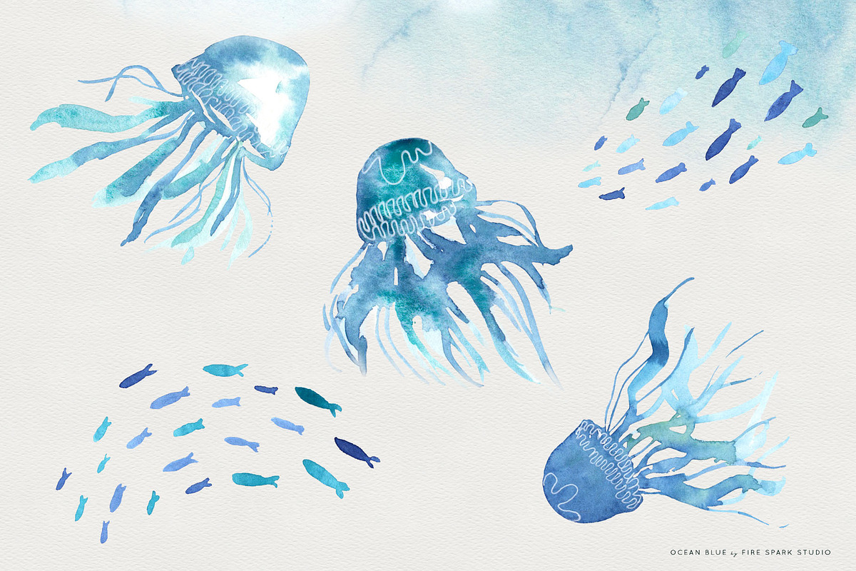 Ocean Life Watercolor Illustrations, an Illustration by Fire Spark Studio (Photo 3 of 8)