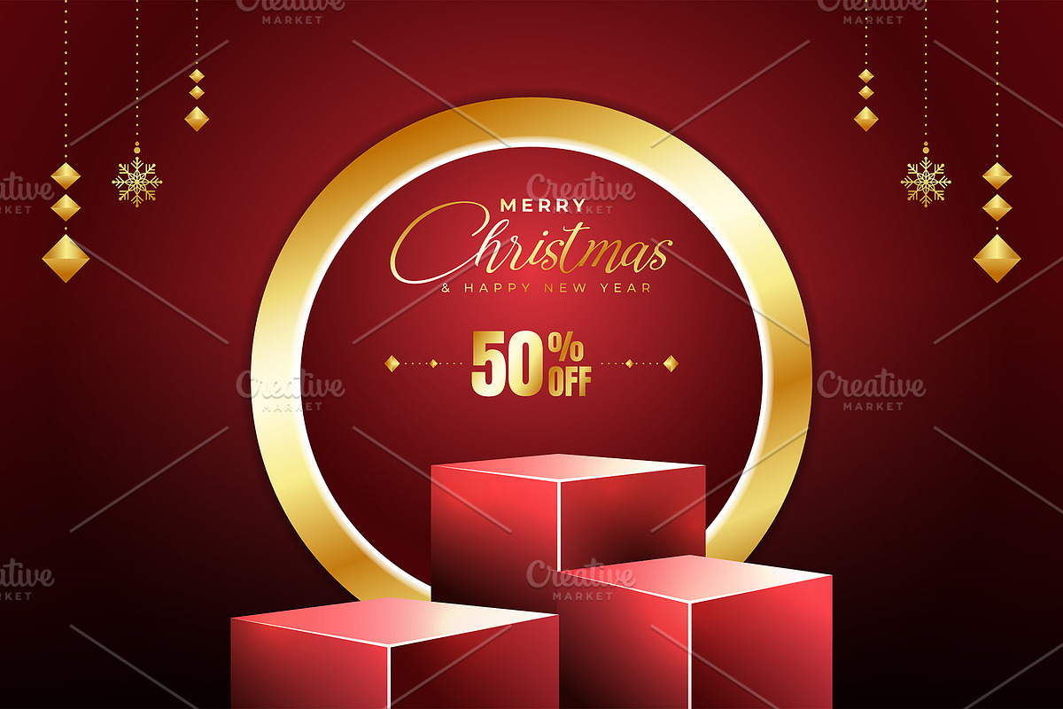 Modern Christmas Sale Banner 50% Off, a Marketing Template by rpdesignstudio