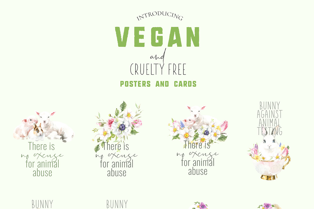 Vegan Cruelty Free Animals Stickers, an Object Graphic by Catherine Wheel (Photo 12 of 12)