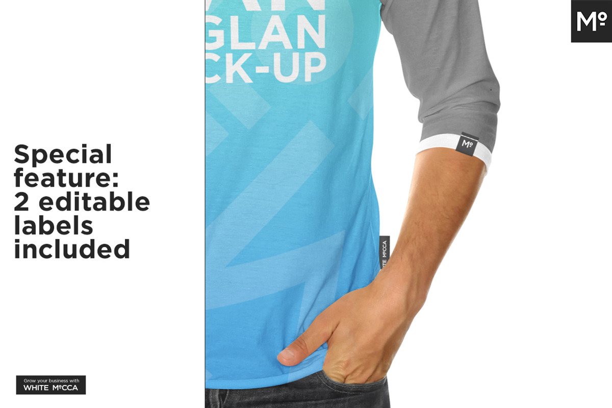 Raglan 3/4 Shirt Mock-up, a Shirt Mockup by Mocca Mockups Store