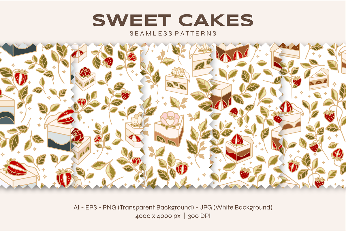 Sweet Cakes - Elements & Patterns, a Food Illustration by Artflorara (Photo 8 of 12)
