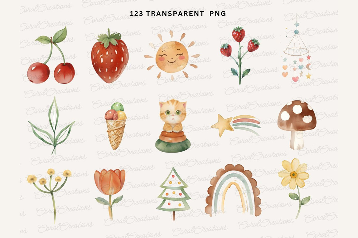 Boho Baby watercolor Clipart PNG, an Animal Illustration by Coral Beauty (Photo 4 of 9)