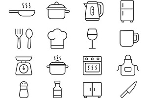 Vector illustration of kitchen line, a Food Illustration by ZinetroN
