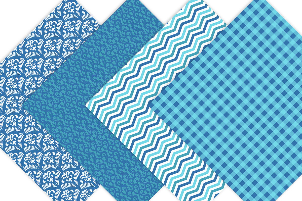 Digital Paper - Blue Patterns, a Pattern Graphic by Leska's Digitals (Photo 6 of 8)