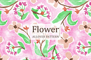 Magenta Watercolor Botanical Pattern, a Pattern Graphic by Gullenda (Thumbnail 1 of 6)